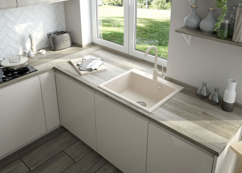 Deante Andante zlewozmywak granitowy 1 komora bez ociekacza alabaster ZQNA103