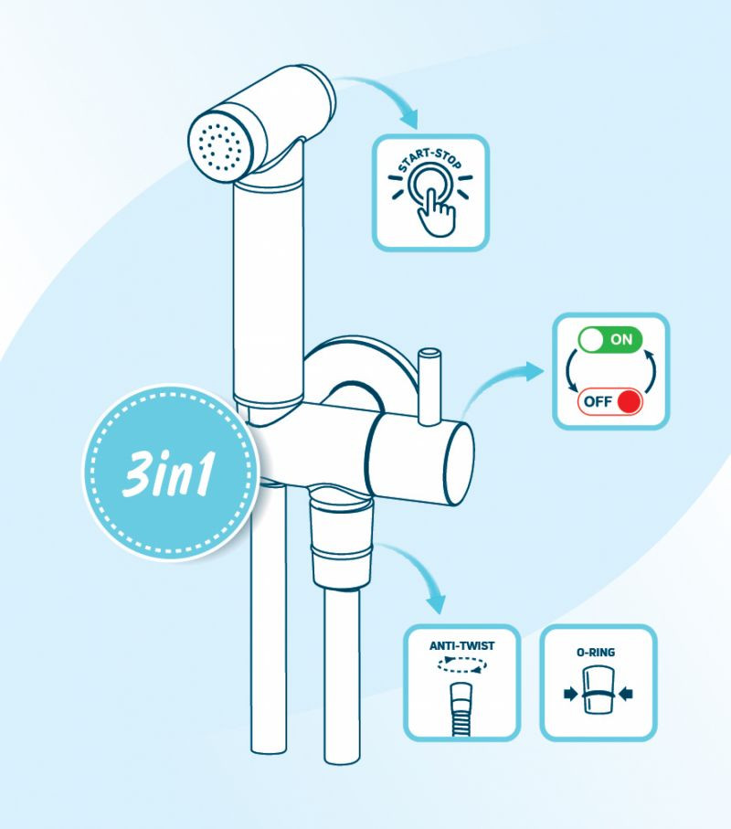 Deante Bidetta zestaw bidetta z przyłączem i uchwytem słuchawki chrom połysk ANW051B