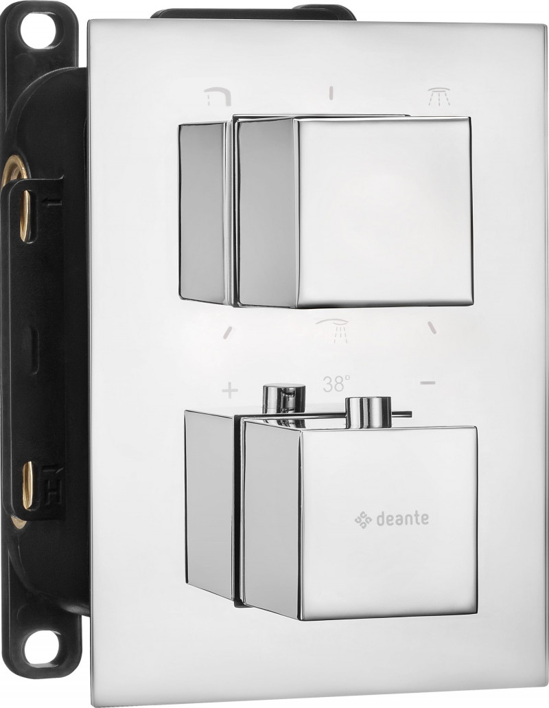 Deante Box zestaw podtynkowy z termostatem i deszczownicą 30x30 kompletny chrom BXYZ0EAT