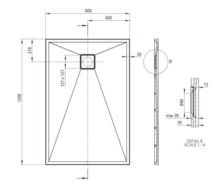 Deante Correo brodzik prostokątny płaski 120x80 granit antracyt/titanium KQRT44B