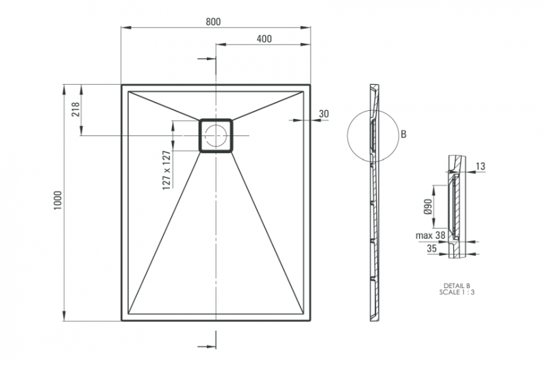 Deante Correo brodzik prostokątny płaski 100x80 granit antracyt/titanium KQRT46B