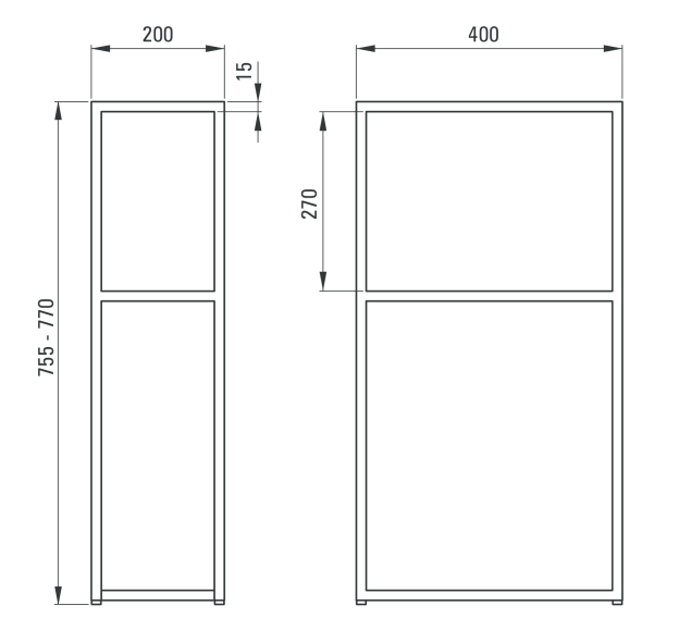 Deante Correo słupek do konsoli 20x40 cm czarny matowy CKCN20A