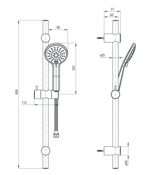 Deante Jasmin Nero zestaw prysznicowy 3-funkcyjny z drążkiem czarny NGJN51K