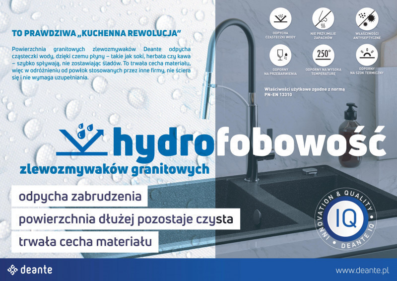 Deante Eridian zlewozmywak granitowy 1 komora z ociekaczem czarny matowy ZQEN713