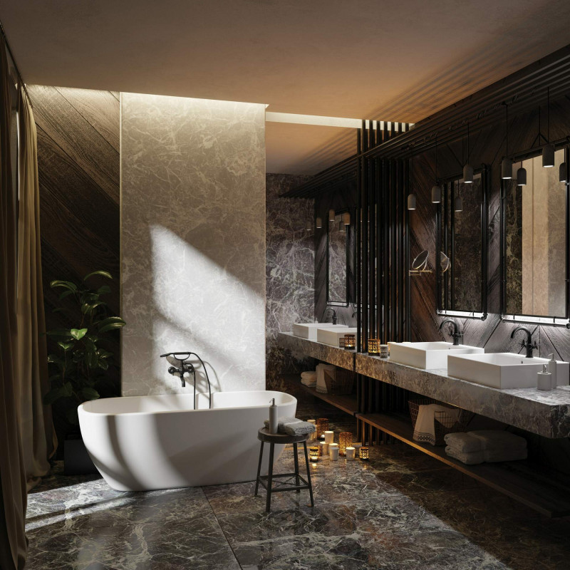 Deante Temisto Nero bateria wannowa ścienna czarny matowy BQTN11D