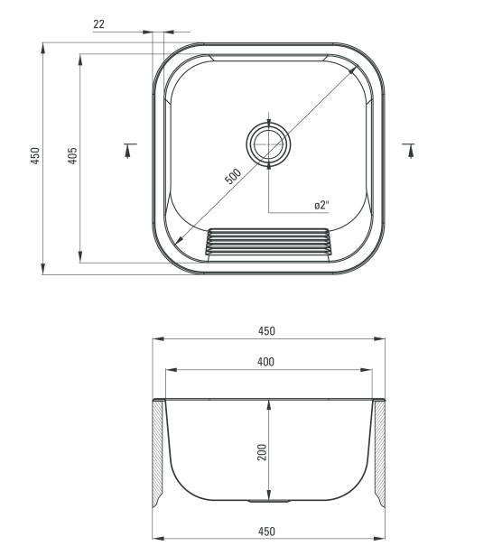 Deante zlewozmywak gospodarczy 1 komora 45x45 cm stal satyna ZYK010A
