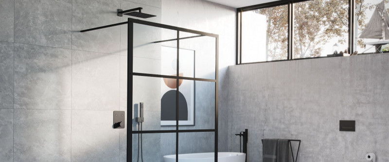 Excellent Krotos Rain termostatyczny zestaw podtynkowy 2-drożny z deszczownicą 30x20 czarny mat AREX.SET.8045BL