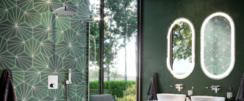 Excellent Krotos Rain termostatyczny zestaw podtynkowy 2-drożny z deszczownicą 30x20 chrom AREX.SET.8045CR