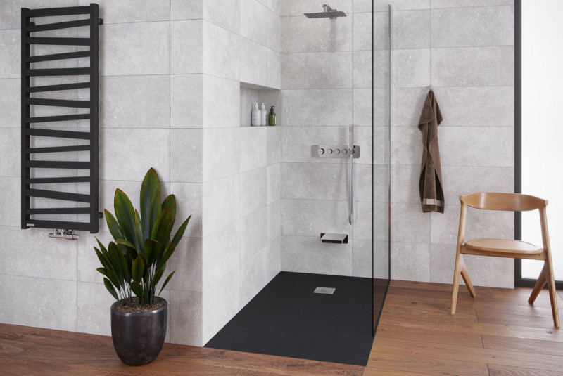 Excellent Arda brodzik kwadratowy niski 90x90 kompozyt czarny BREX.1502.090.090.BLN