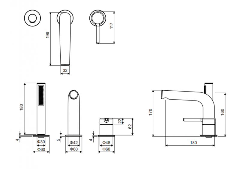 Excellent Pi bateria wannowa 3-otworowa chrom połysk AREX.1234CR