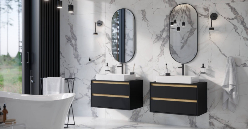 Excellent Revia lustro owalne 100x50 w ramie czarny mat DOEX.RE100.050.BL