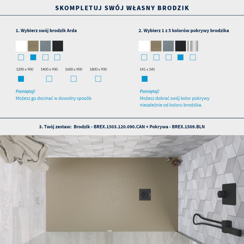 Excellent Arda brodzik kwadratowy niski 90x90 kompozyt cappucino BREX.1502.090.090.CAN