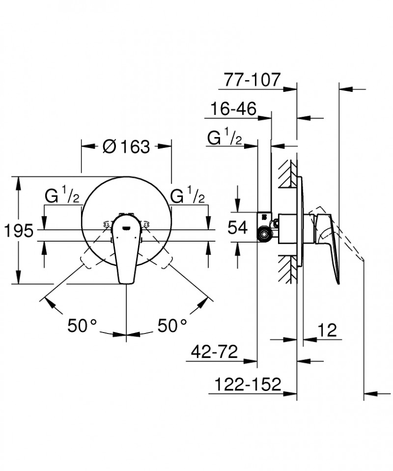Grohe BauEdge kompletna bateria prysznicowa podtynkowa chrom połysk 29078001