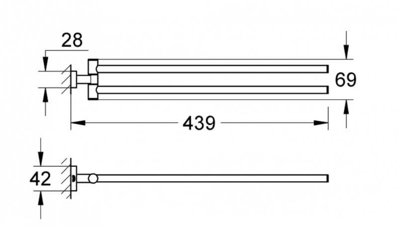 Grohe Essentials Cube wieszak na ręcznik dwuramienny ruchomy stal nierdzewna 40624DC1