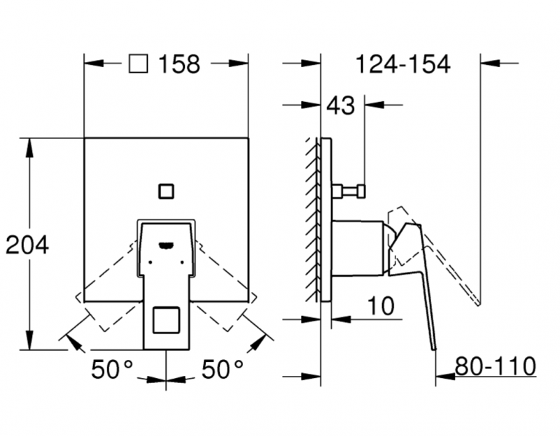 Grohe Eurocube bateria prysznicowo-wannowa podtynkowa stal nierdzewna 24062DC0