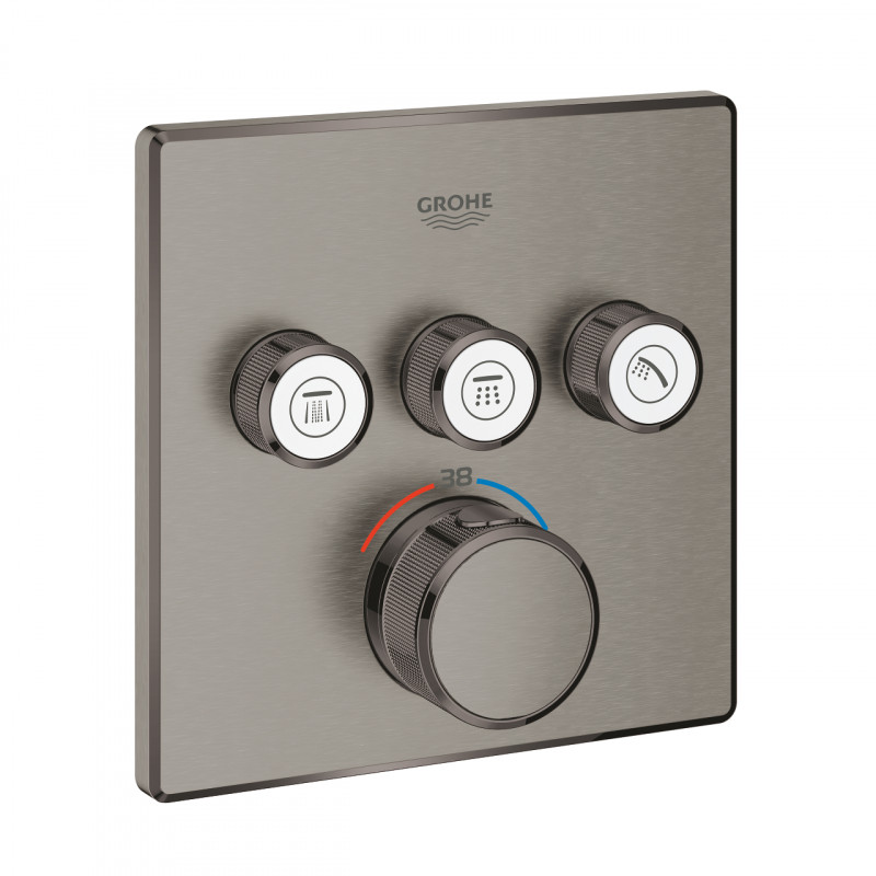 Grohe Grohtherm Smartcontrol podtynkowa bateria termostatyczna 3-drożna grafit szczotkowany brushed hard graphite 29126AL0