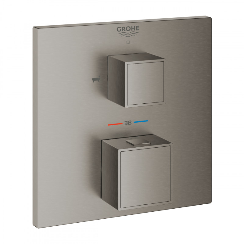 Grohe Grohtherm Cube podtynkowa bateria termostatyczna wannowa 2-drożna grafit szczotkowany Brushed Hard Graphite 24155AL0
