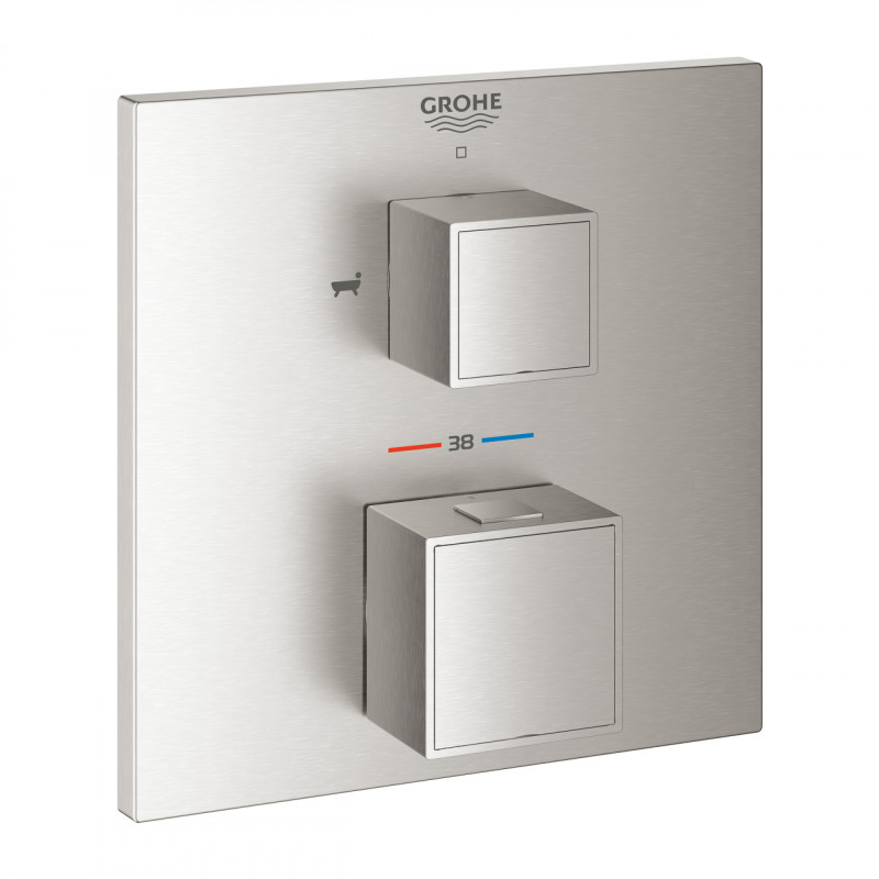 Grohe Grohtherm Cube podtynkowa bateria termostatyczna wannowa 2-drożna stal nierdzewna 24155DC0