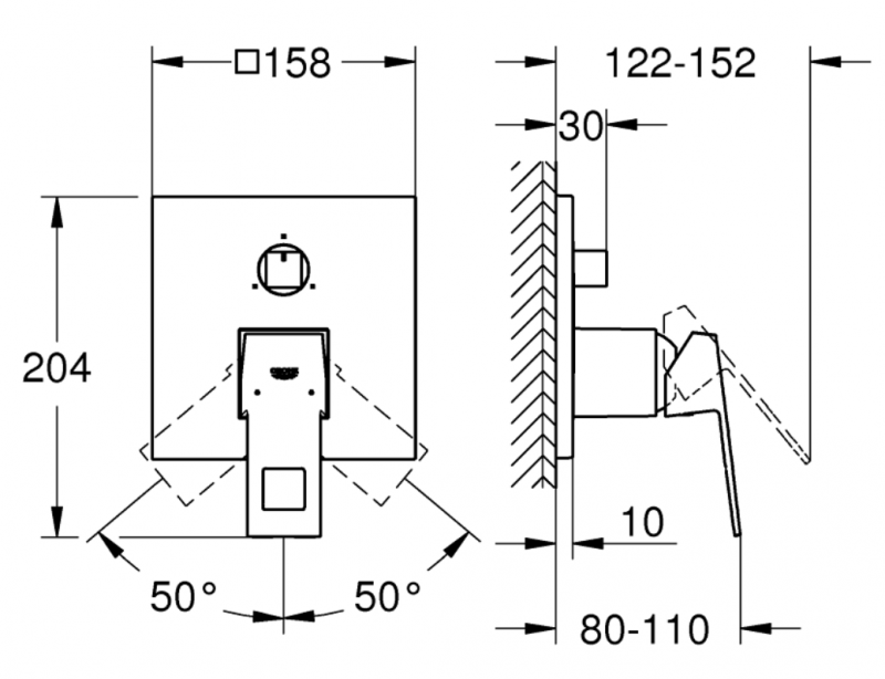 Grohe Eurocube podtynkowa bateria 3-drożna stal nierdzewna 24094DC0