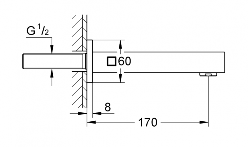 Grohe Eurocube wylewka wannowa 170mm stal nierdzewna 13303DC0
