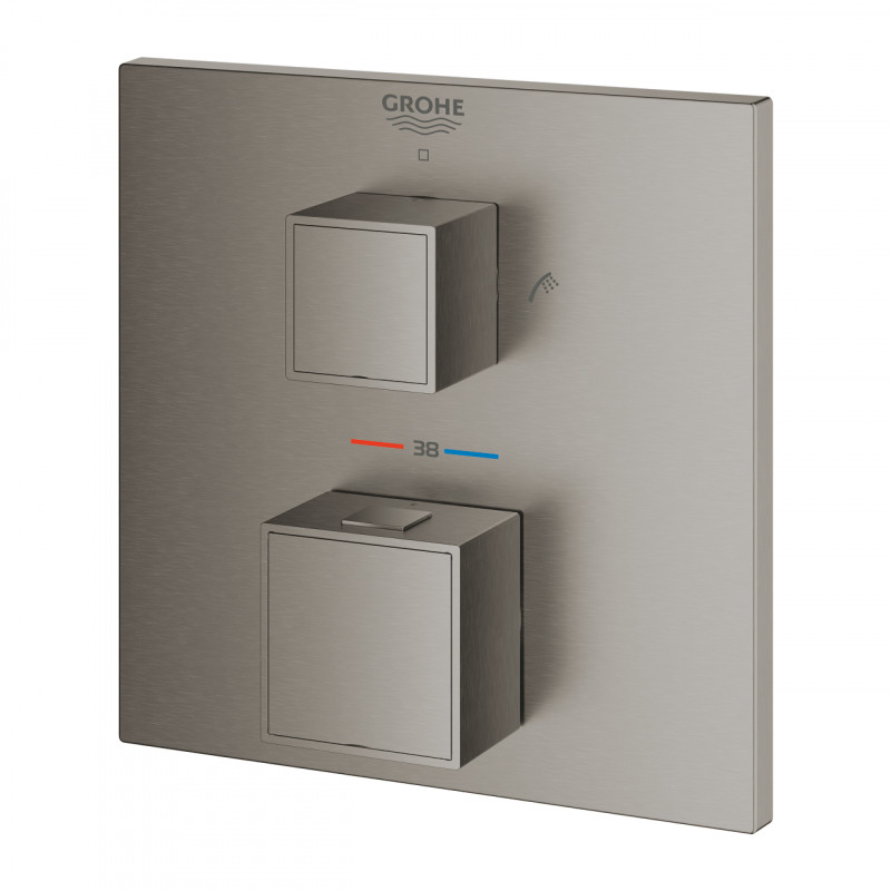 Grohe Grohtherm Cube podtynkowa bateria termostatyczna prysznicowa 2-drożna grafit szczotkowany Brushed Hard Graphite 24154AL0
