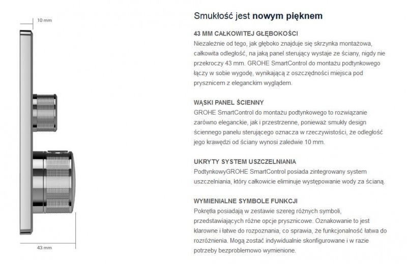 Grohe Grohtherm Smartcontrol podtynkowa bateria termostatyczna 1-drożna złoto polerowane cool sunrise 29118GL0