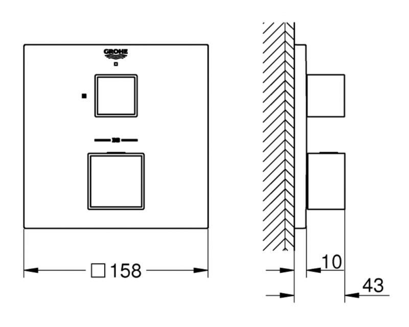 Grohe Grohtherm Cube podtynkowa bateria termostatyczna 1-drożna grafit szczotkowany Brushed Hard Graphite 24153AL0