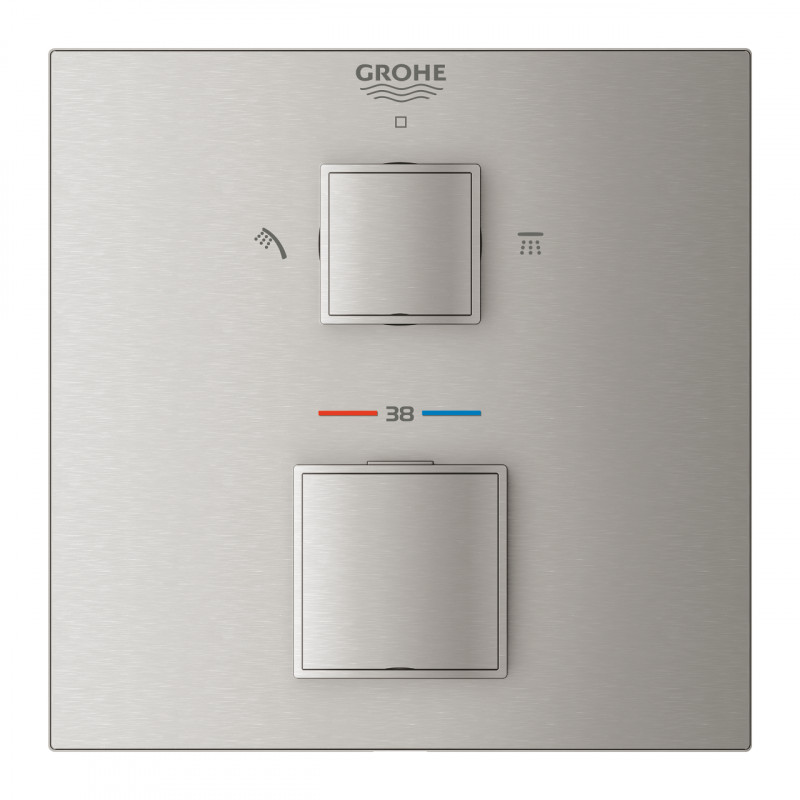 Grohe Grohtherm Cube podtynkowa bateria termostatyczna prysznicowa 2-drożna stal nierdzewna 24154DC0