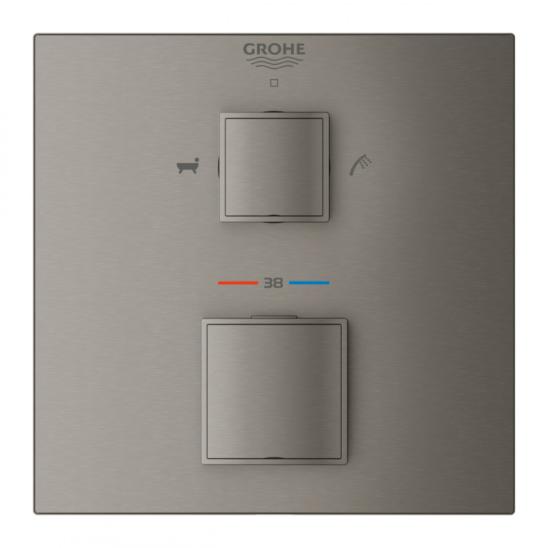 Grohe Grohtherm Cube podtynkowa bateria termostatyczna wannowa 2-drożna grafit szczotkowany Brushed Hard Graphite 24155AL0