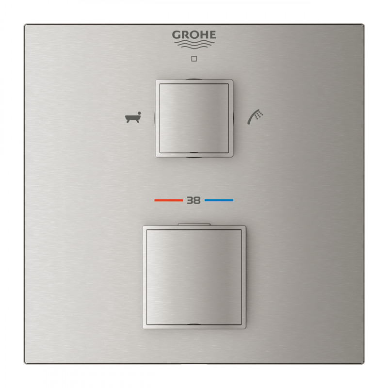 Grohe Grohtherm Cube podtynkowa bateria termostatyczna wannowa 2-drożna stal nierdzewna 24155DC0