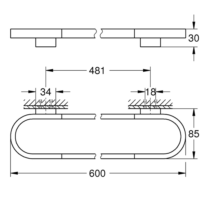 Grohe Selection wieszak na ręcznik kąpielowy, uchwyt do półki grafit polerowany hard graphite 41056A00
