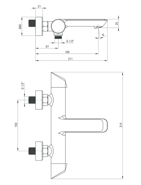 Deante Arnika bateria wannowa natynkowa titanium BQAD10M