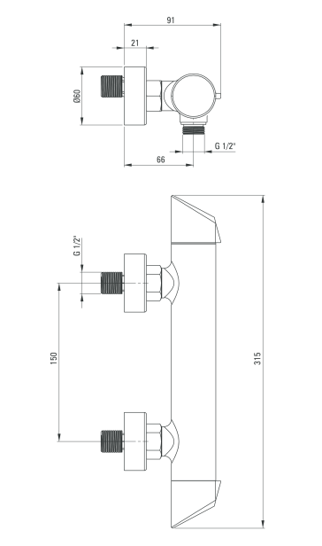 Deante Arnika bateria prysznicowa natynkowa titanium BQAD40M