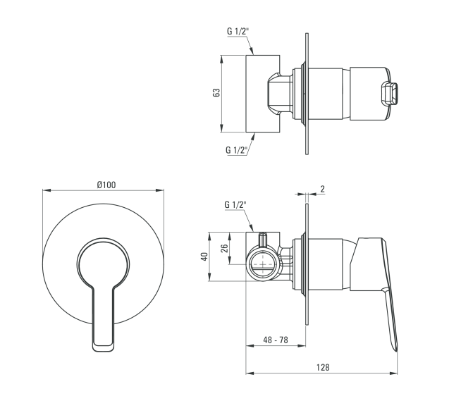 Deante Arnika bateria prysznicowa podtynkowa titanium BQAD44L