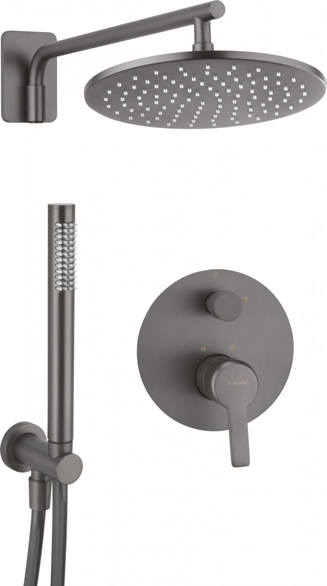 Deante Arnika zestaw prysznicowy podtynkowy z deszczownicą 30x30 titanium NACD9QP