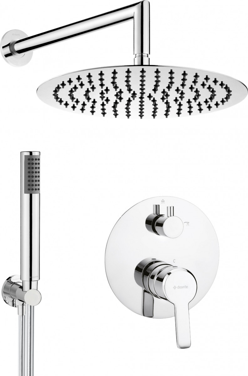 Deante Arnika zestaw prysznicowy podtynkowy z deszczownicą 30x30 chrom połysk NAC09QP