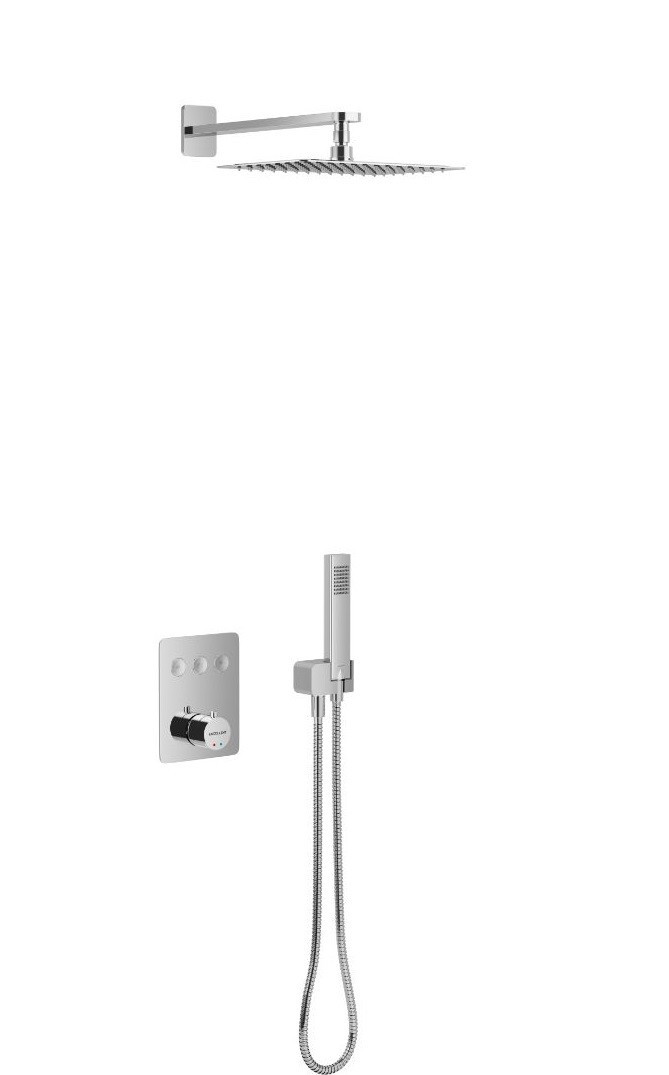 Excellent Krotos Rain termostatyczny zestaw podtynkowy 3-drożny z deszczownicą 30x20 chrom AREX.SET.8046CR