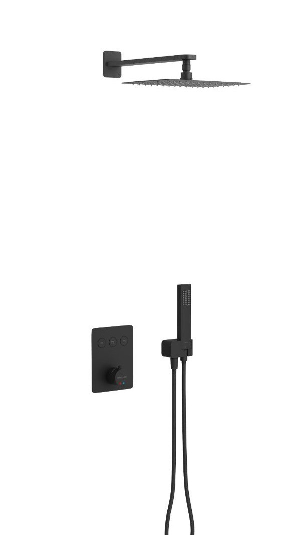 Excellent Krotos Rain termostatyczny zestaw podtynkowy 3-drożny z deszczownicą 30x20 czarny mat AREX.SET.8046BL