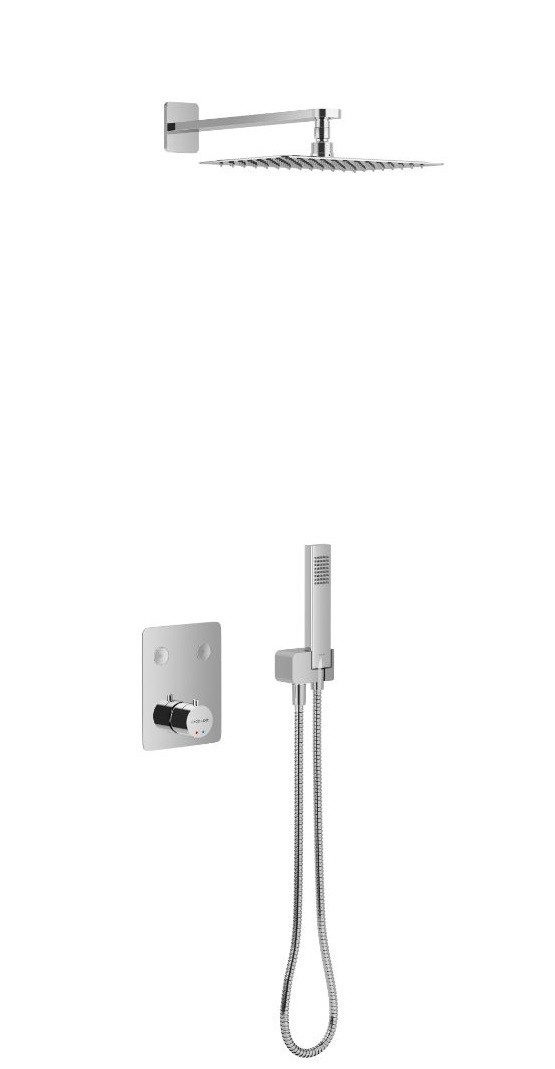 Excellent Krotos Rain termostatyczny zestaw podtynkowy 2-drożny z deszczownicą 30x20 chrom AREX.SET.8045CR