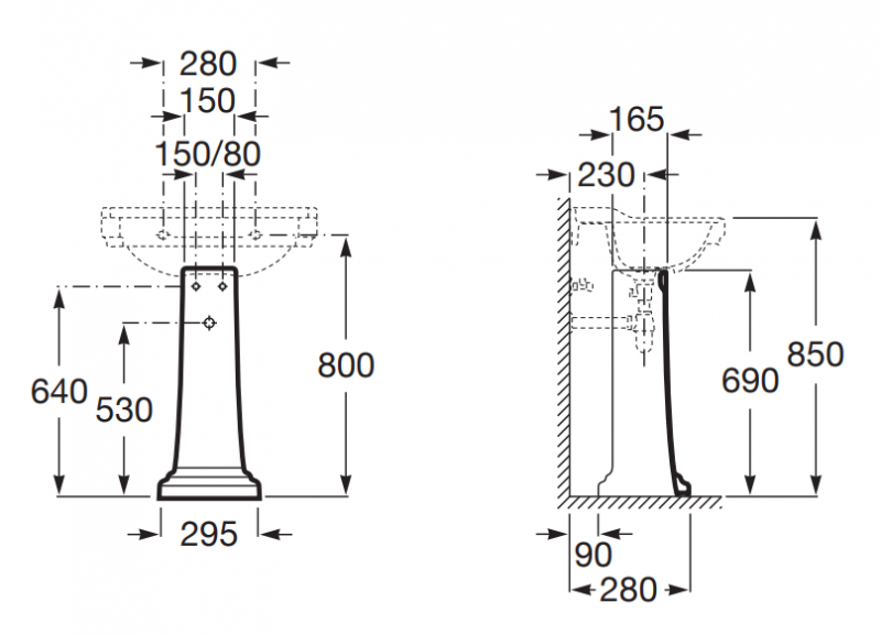 Roca Carmen postument do umywalki retro czarny A3370A0560