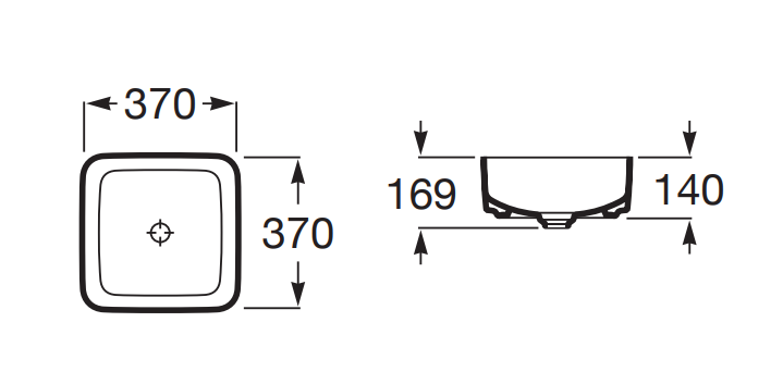 Roca Inspira Square umywalka nablatowa 37x37 onyks A327532640
