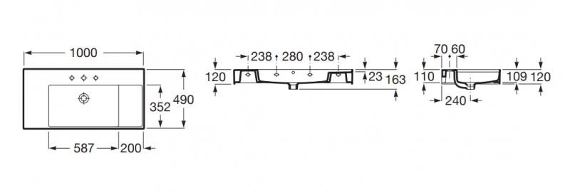 Roca Inspira Square umywalka wisząca 100x49 biały matowy A32752A620