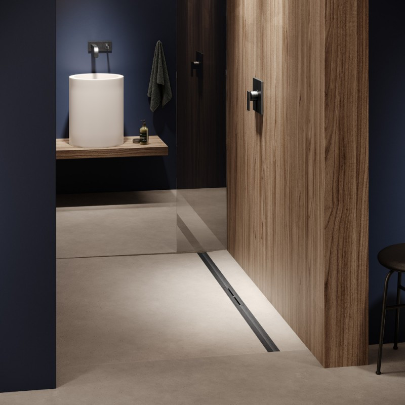 Tece Drainprofile odpływ liniowy 120 cm odwodnienie liniowe profil regulowany czarny szczotkowany 671221