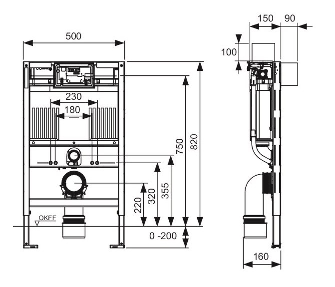 Tece Profil stelaż podtynkowy do WC 82cm 9300380