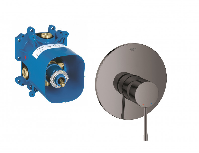 Grohe Essence kompletny zestaw bateria prysznicowa podtynkowa + element podtynkowy grafit polerowany 19286A01 + 35501000