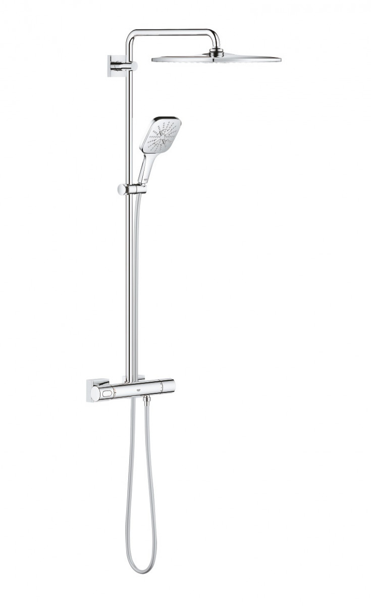 Grohe Rainshower SmartAcive Cube 310 termostatyczny zestaw prysznicowy z deszczownicą 31x31 chrom 26652000
