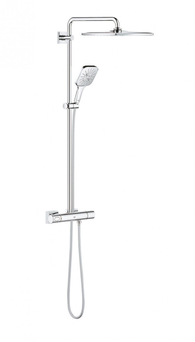 Grohe Rainshower SmartAcive Cube 310 termostatyczny zestaw prysznicowy z deszczownicą 31x31 chrom 26649000