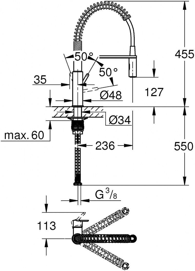 Grohe Get bateria kuchenna zlewozmywakowa chrom połysk 30361000
