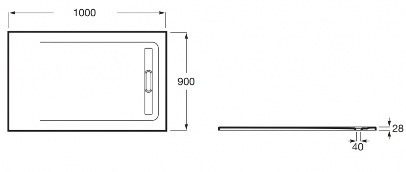 Roca Aquos brodzik prostokątny 100x90 ze zintegrowanym odpływem liniowym Stonex onyks AP6013E838401640
