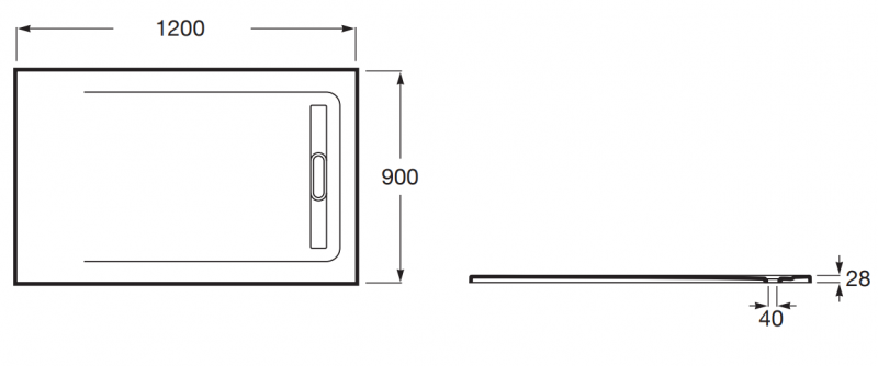 Roca Aquos brodzik prostokątny 120x90 ze zintegrowanym odpływem liniowym Stonex onyks AP6014B038401640